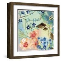 Blue Peach Floral II-Gayle Kabaker-Framed Giclee Print
