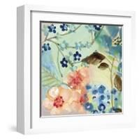 Blue Peach Floral II-Gayle Kabaker-Framed Giclee Print