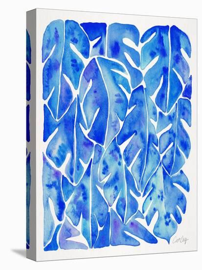 Blue Philodendron-Cat Coquillette-Stretched Canvas