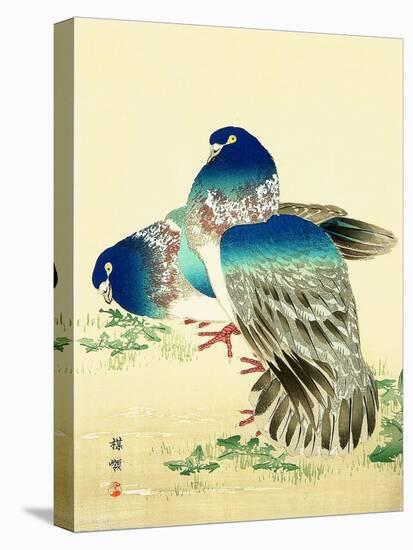 Blue Pigeons-Bairei Kono-Stretched Canvas