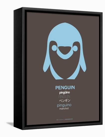 Blue Pinguin Multilingual Poster-NaxArt-Framed Stretched Canvas
