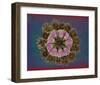 Blue pink red Chrysantheum Mandala-null-Framed Art Print