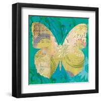 Blue Pop Butterfly-Walter Robertson-Framed Art Print