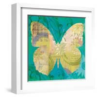 Blue Pop Butterfly-Walter Robertson-Framed Art Print