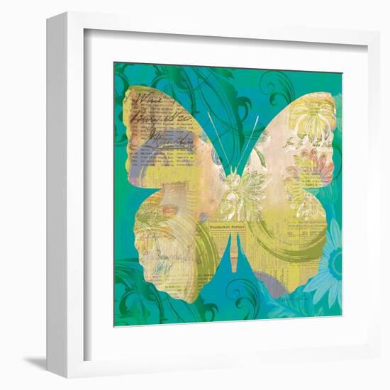 Blue Pop Butterfly-Walter Robertson-Framed Art Print