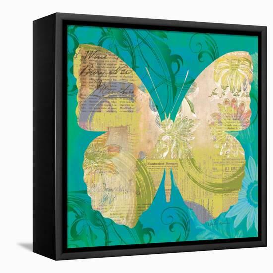 Blue Pop Butterfly-Walter Robertson-Framed Stretched Canvas