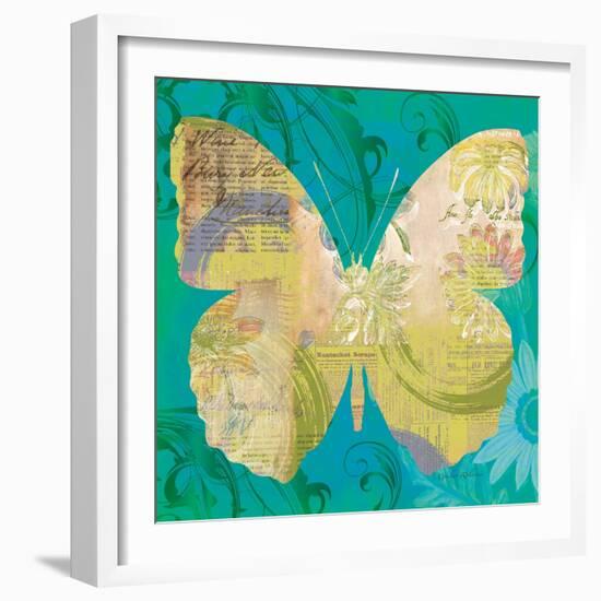 Blue Pop Butterfly-Walter Robertson-Framed Art Print