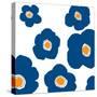 Blue Pop Flowers-Jan Weiss-Stretched Canvas