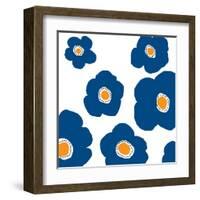 Blue Pop Flowers-Jan Weiss-Framed Art Print