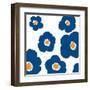 Blue Pop Flowers-Jan Weiss-Framed Art Print