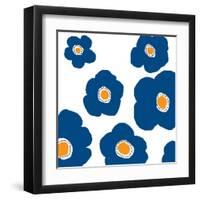 Blue Pop Flowers-Jan Weiss-Framed Art Print