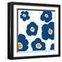 Blue Pop Flowers-Jan Weiss-Framed Art Print