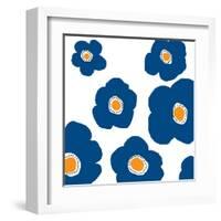 Blue Pop Flowers-Jan Weiss-Framed Art Print