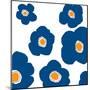 Blue Pop Flowers-Jan Weiss-Mounted Art Print