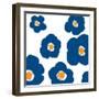 Blue Pop Flowers-Jan Weiss-Framed Art Print