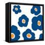 Blue Pop Flowers-Jan Weiss-Framed Stretched Canvas