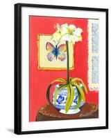 Blue Porcelain with Butterfly-Kris Taylor-Framed Art Print