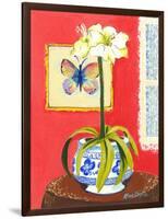 Blue Porcelain with Butterfly-Kris Taylor-Framed Art Print