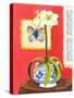 Blue Porcelain with Butterfly-Kris Taylor-Stretched Canvas