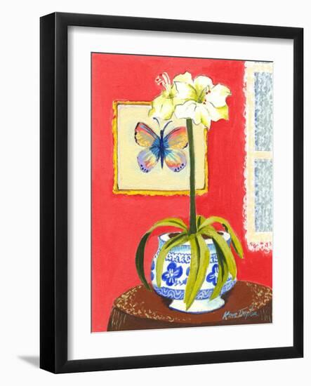 Blue Porcelain with Butterfly-Kris Taylor-Framed Art Print