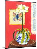 Blue Porcelain with Butterfly-Kris Taylor-Mounted Art Print