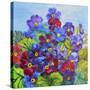 Blue Primroses-Joan Thewsey-Stretched Canvas