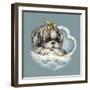 Blue Puppy Box Top-Peggy Harris-Framed Giclee Print