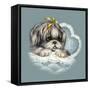 Blue Puppy Box Top-Peggy Harris-Framed Stretched Canvas