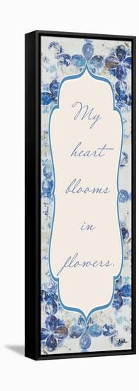 Blue Quadrefoil With Words II-Patricia Pinto-Framed Stretched Canvas
