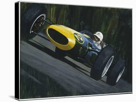 Blue Race Car-William Vanderdasson-Stretched Canvas