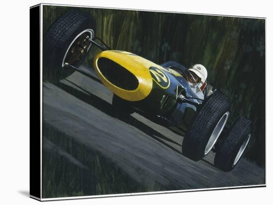 Blue Race Car-William Vanderdasson-Stretched Canvas