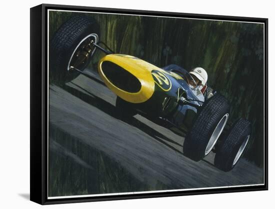 Blue Race Car-William Vanderdasson-Framed Stretched Canvas