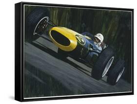 Blue Race Car-William Vanderdasson-Framed Stretched Canvas