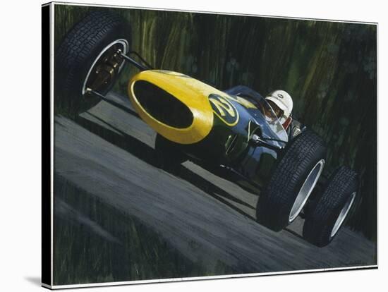 Blue Race Car-William Vanderdasson-Stretched Canvas