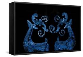 Blue Reindeer Repainted Photograph-Joy Lions-Framed Stretched Canvas