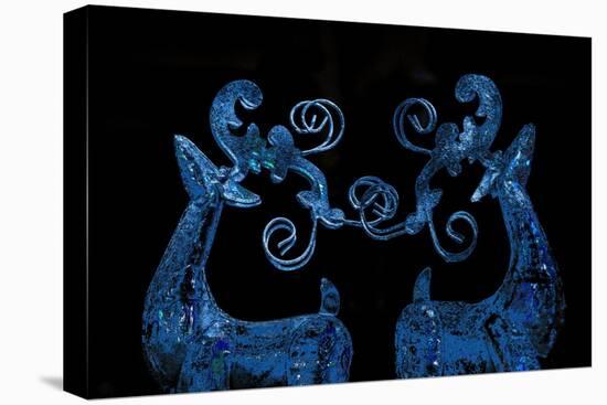 Blue Reindeer Repainted Photograph-Joy Lions-Stretched Canvas