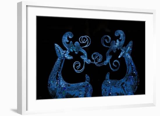 Blue Reindeer Repainted Photograph-Joy Lions-Framed Giclee Print