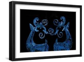 Blue Reindeer Repainted Photograph-Joy Lions-Framed Giclee Print