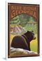 Blue Ridge, Georgia - Bear in Forest-Lantern Press-Framed Art Print