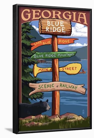 Blue Ridge, Georgia - Destination Signpost-Lantern Press-Framed Art Print