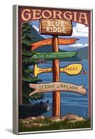 Blue Ridge, Georgia - Destination Signpost-Lantern Press-Framed Art Print