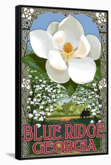 Blue Ridge, Georgia - Magnolia-Lantern Press-Framed Stretched Canvas