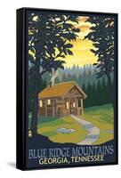 Blue Ridge Mountains - Cabin in Woods-Lantern Press-Framed Stretched Canvas