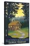 Blue Ridge Mountains - Cabin in Woods-Lantern Press-Stretched Canvas