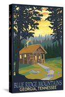 Blue Ridge Mountains - Cabin in Woods-Lantern Press-Stretched Canvas
