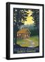 Blue Ridge Mountains - Cabin in Woods-Lantern Press-Framed Art Print