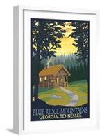 Blue Ridge Mountains - Cabin in Woods-Lantern Press-Framed Art Print