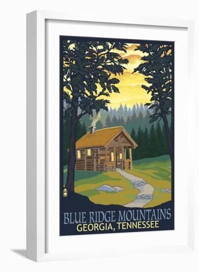 Blue Ridge Mountains - Cabin in Woods-Lantern Press-Framed Art Print