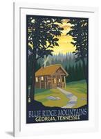 Blue Ridge Mountains - Cabin in Woods-Lantern Press-Framed Art Print