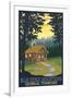 Blue Ridge Mountains - Cabin in Woods-Lantern Press-Framed Art Print